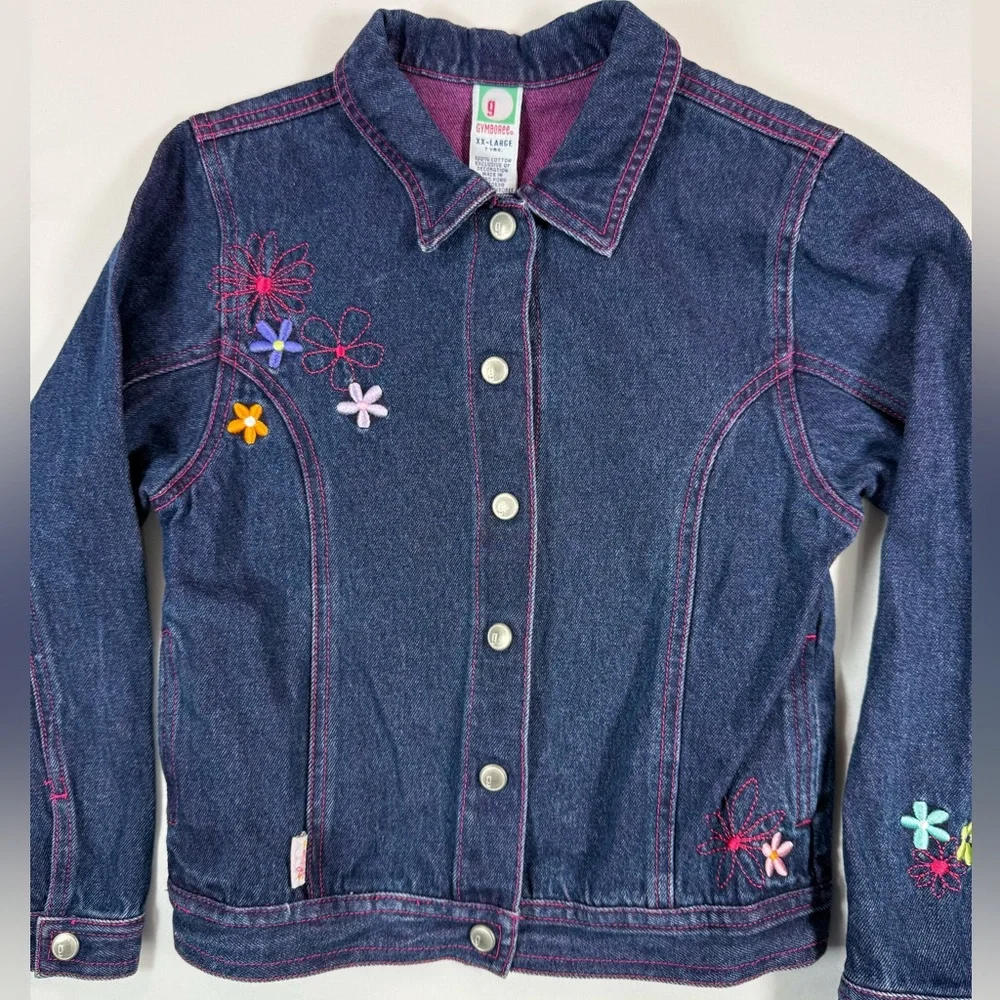 VINTAGE‎ GYMBOREE Girls 2001 Floral Embroidered Denim Jacket 7 Years Cottagecore